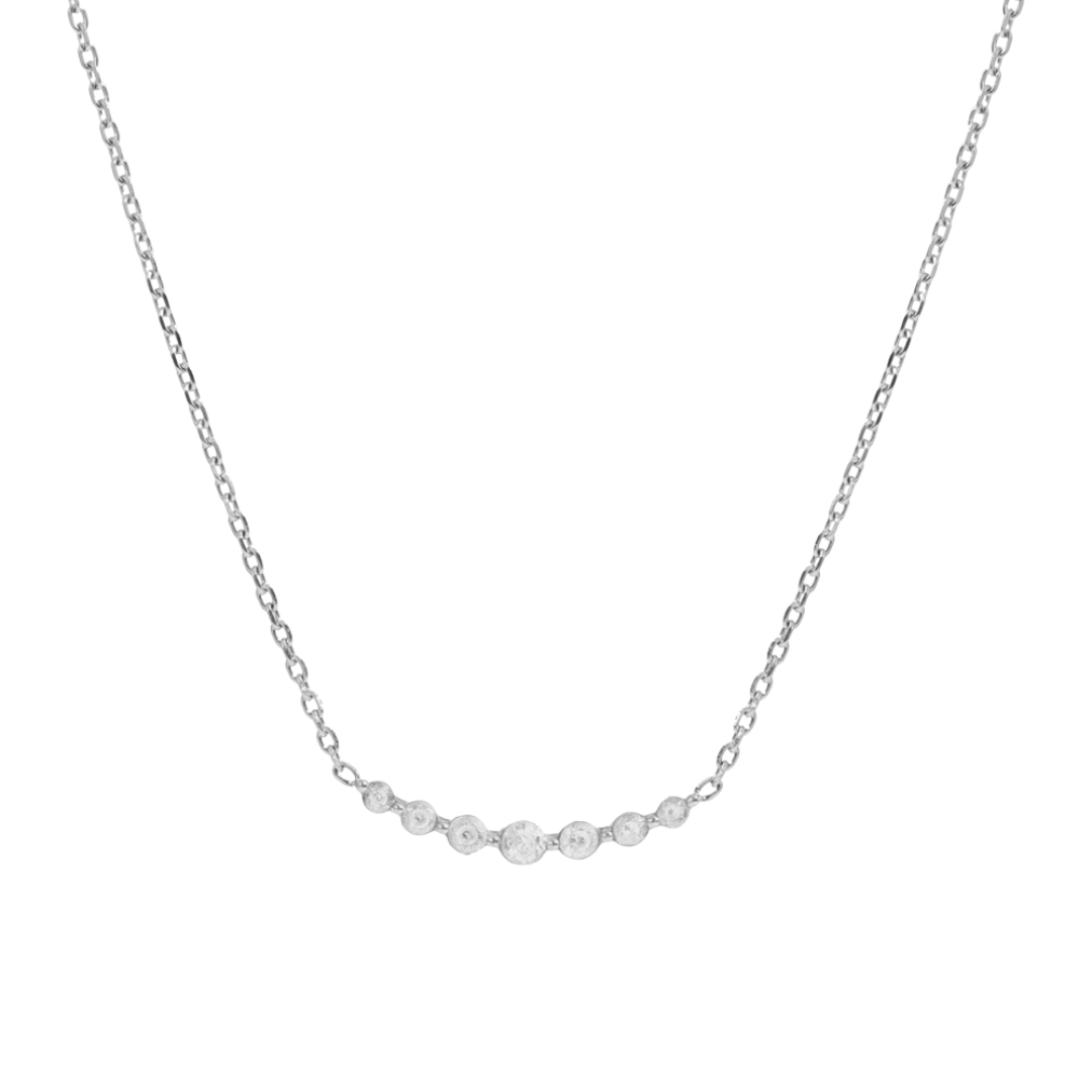 Silver Mini Round Zirconias Necklace