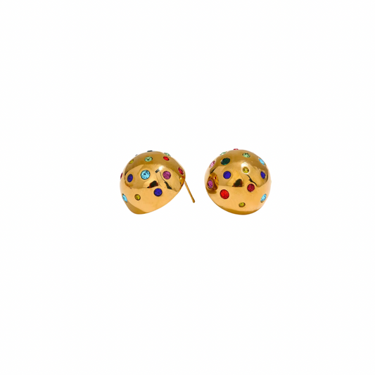 Colorful Small Zirconias Chunky Studs Earrings