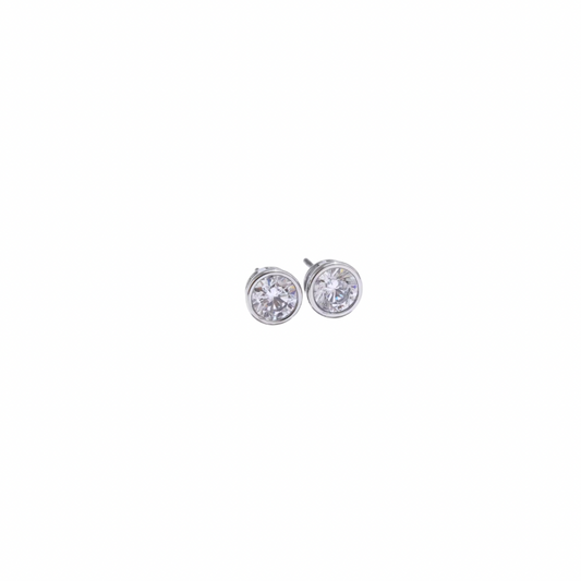 Silver Small Round Zirconia Stud Earrings