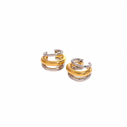Two Tone Three Hoop Earcuff Set