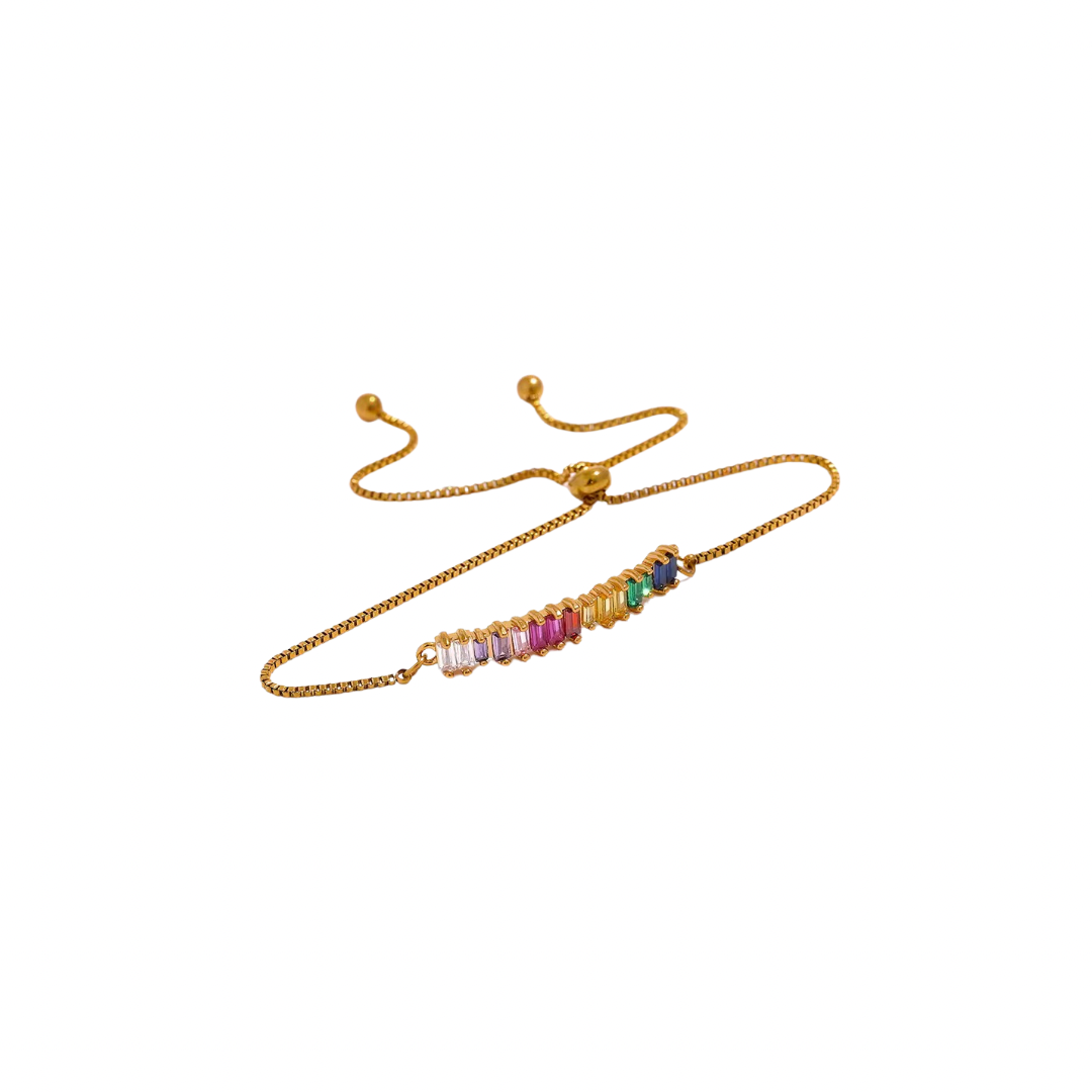 Colorful Zirconias Adjustable Bracelet