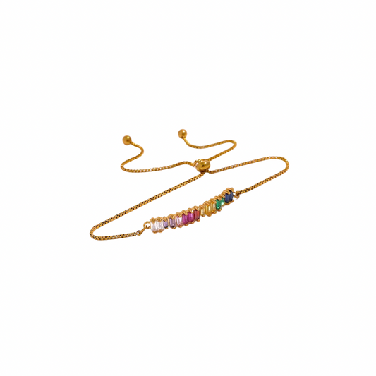 Colorful Zirconias Adjustable Bracelet