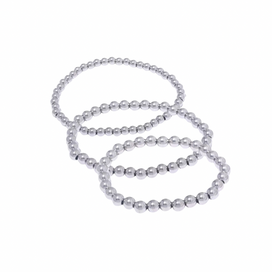 Silver Balls Elastic Bracelet Set