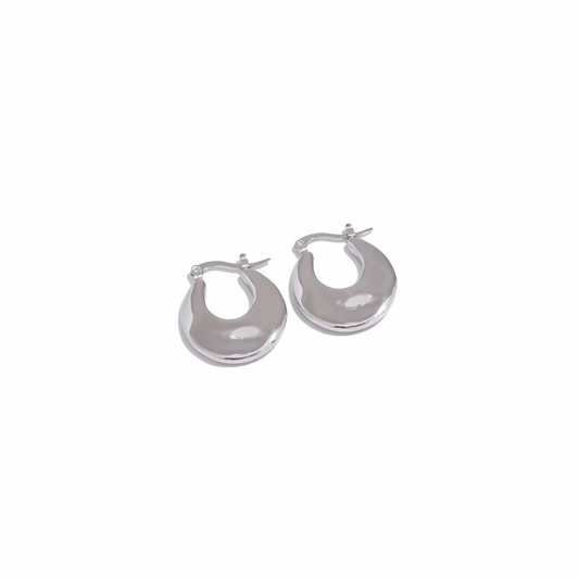Silver Round Textured Hoop Earrings