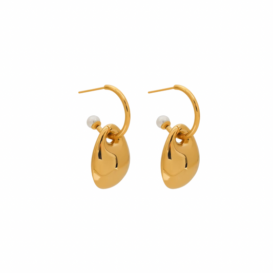 Mini Pearl & Chunky Drop Hoop Earrings