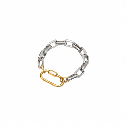 Two Tone Carabiner Chain Bracelet