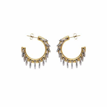 Two Tone Fringe Hoop Earrings