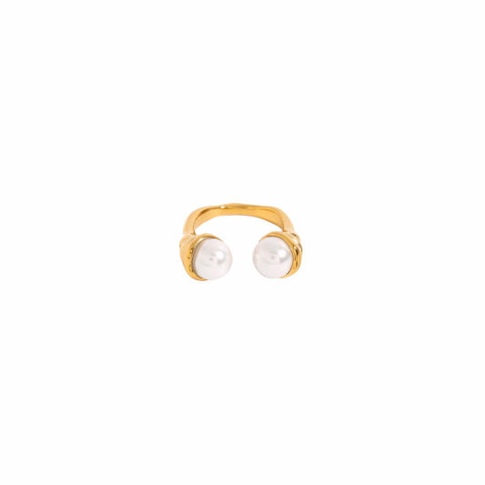 Textured Pearls Open Ring