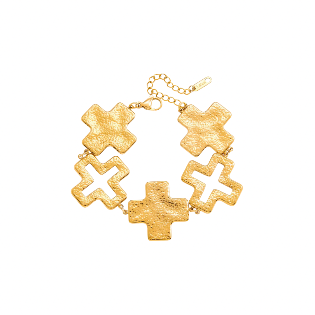 Textured Chunky Crosses Bracelet