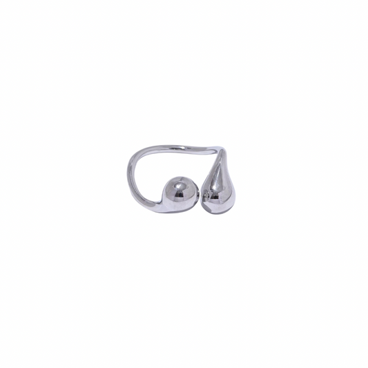 Silver Two Drops Open Ring