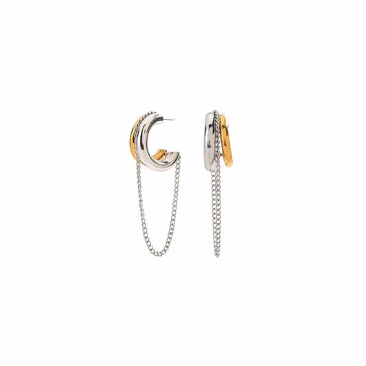 Two Tone Tassel Hoop Earrings