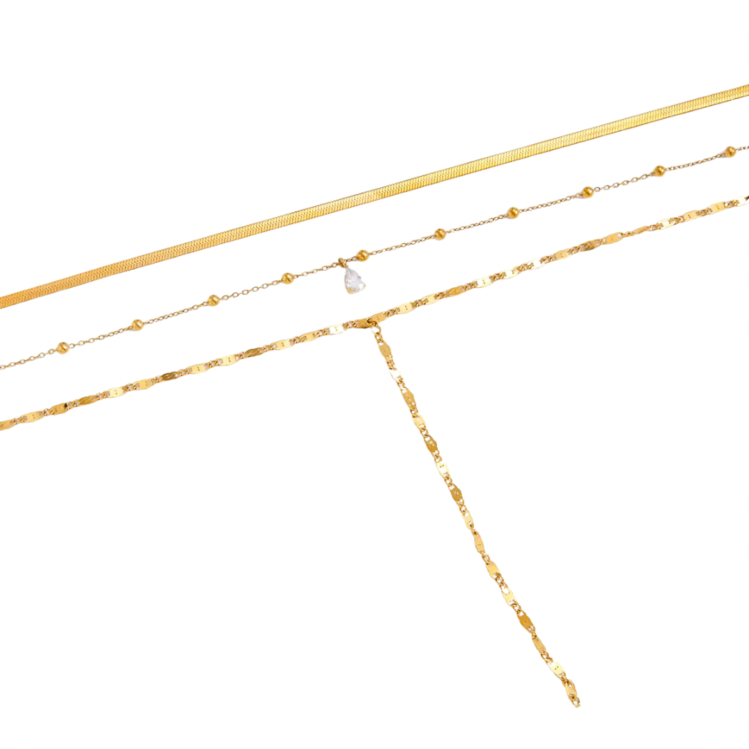 Drop Zirconia Layered Lariat Necklace