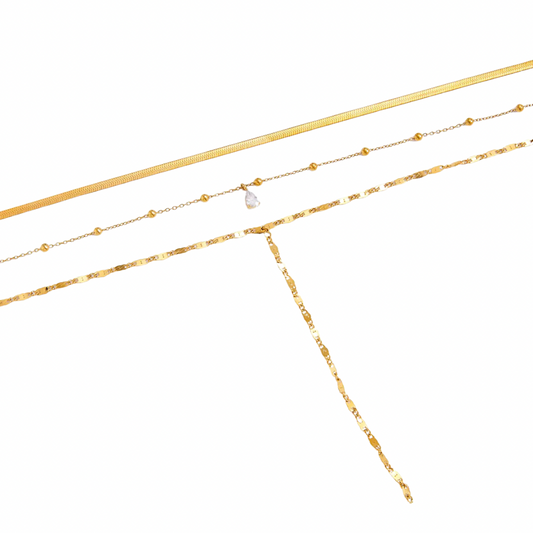 Drop Zirconia Layered Lariat Necklace