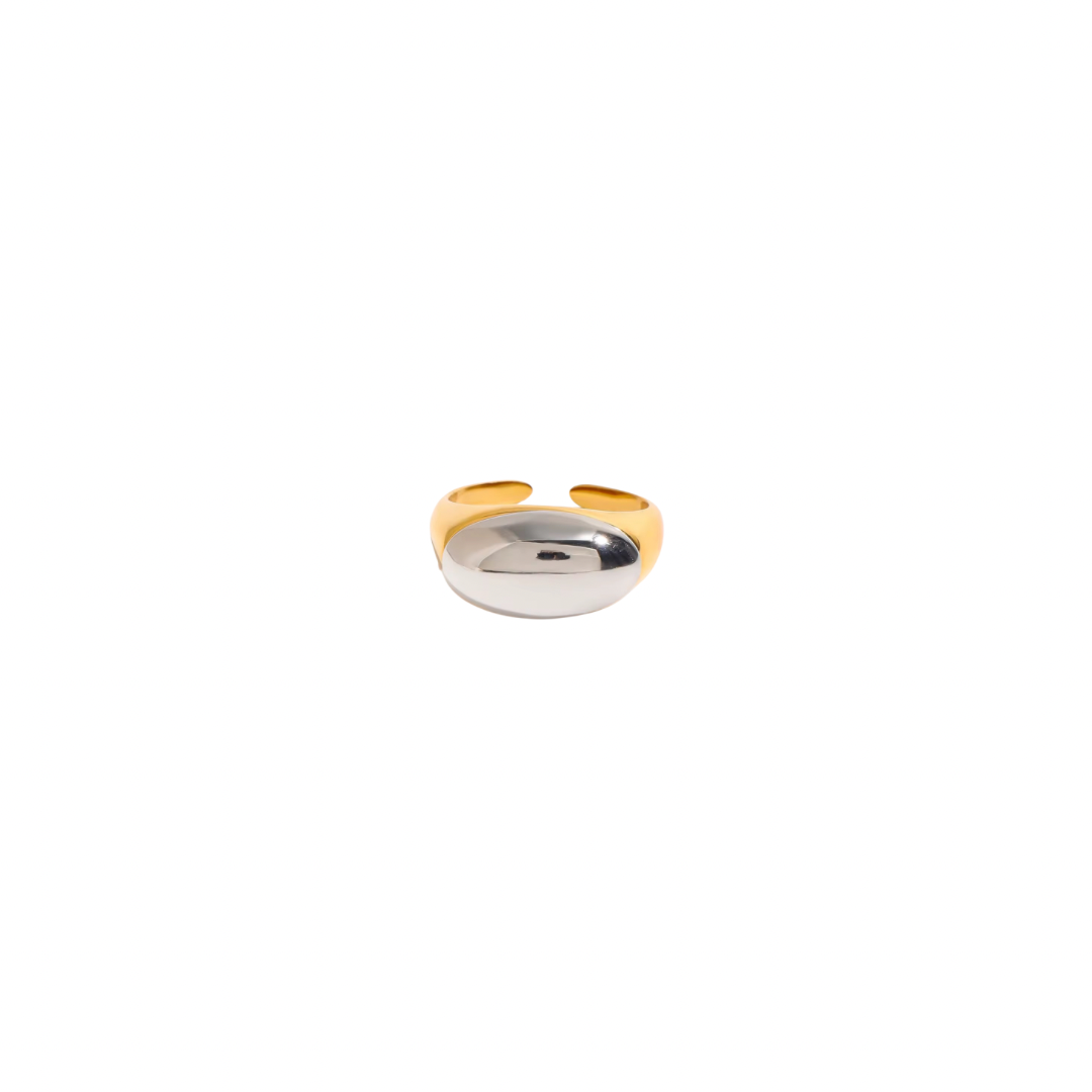 Two Tone Polished Oval Ring