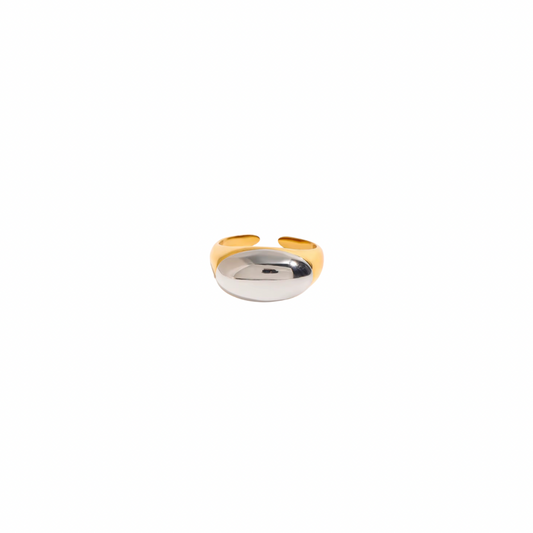 Two Tone Polished Oval Ring