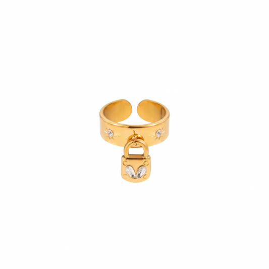 Zirconias Lock Pendant Band Ring