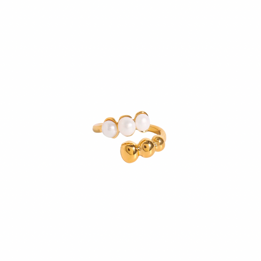 Mini Pearls Statement Open Ring