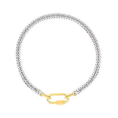Two Tone Carabiner Chunky Cuban Necklace