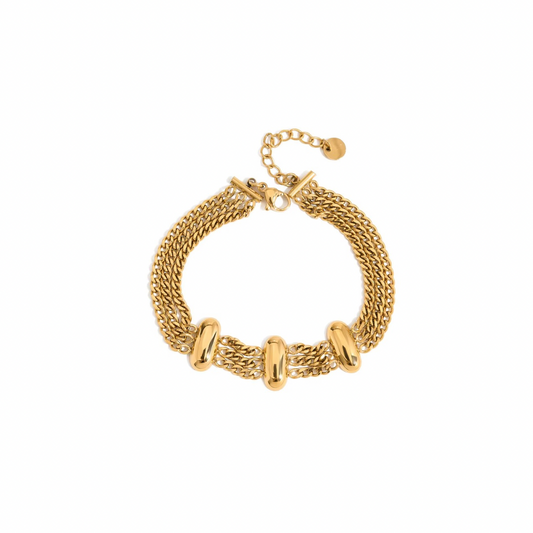 Oval Three Layers Chain Bracelet