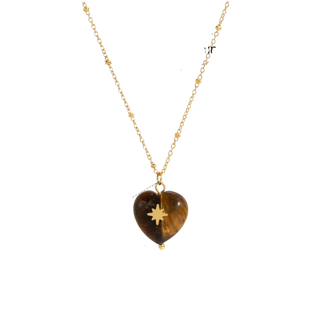 Amber Heart Pendant Necklace