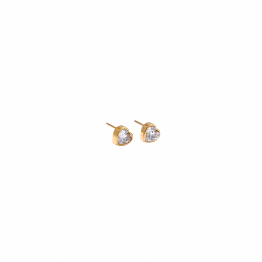 Mini Zirconia Heart Studs Earrings