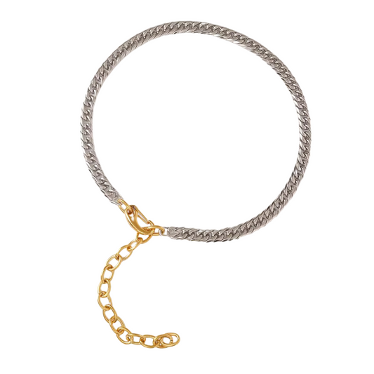 Two Tone Cuban Chain Lariat Necklace