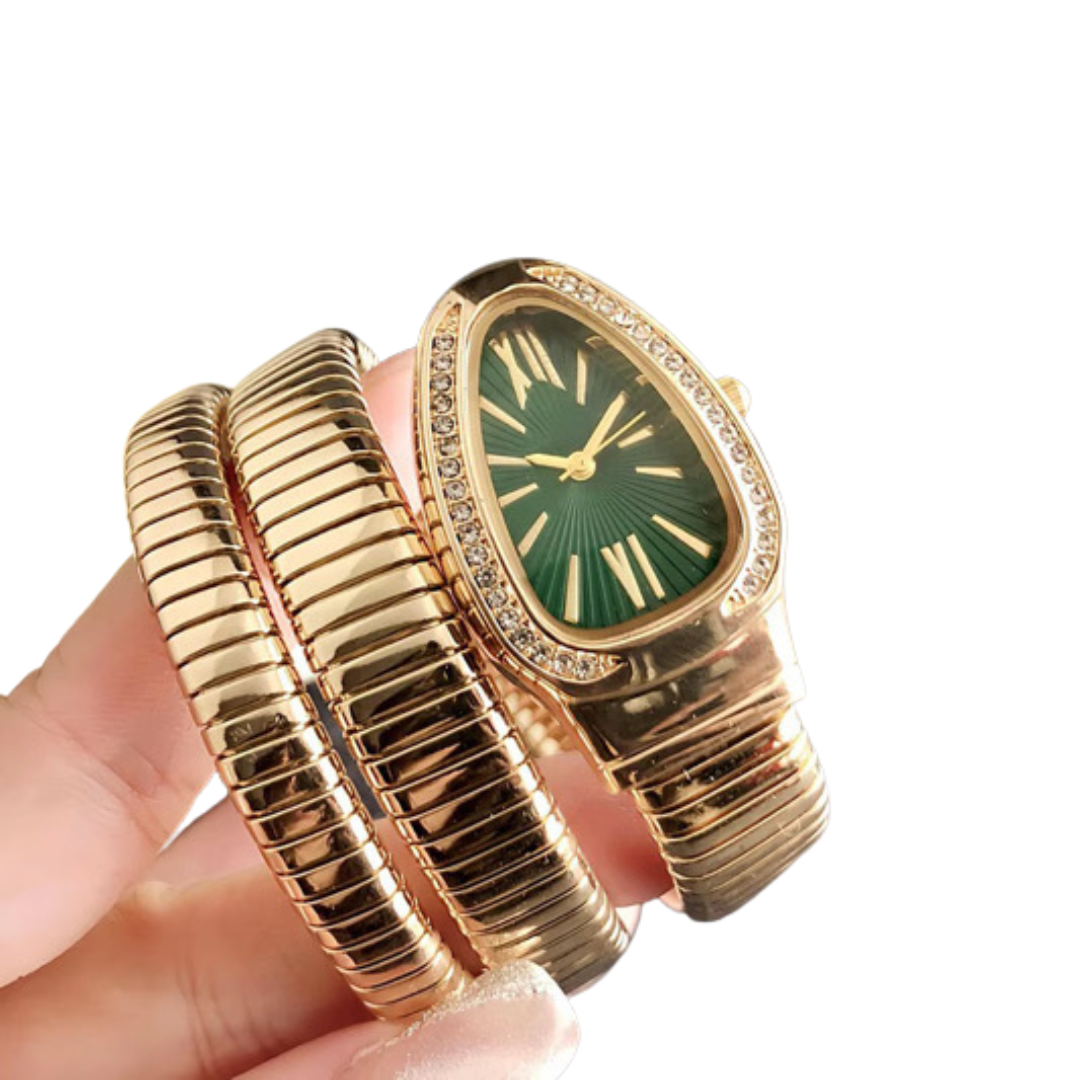 Iconic Serpenti Style Watch (Gold/Green)