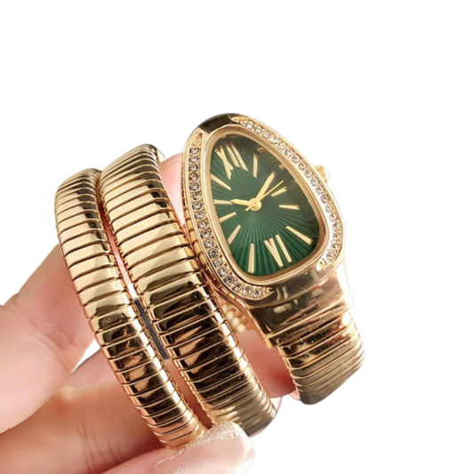 Iconic Serpenti Style Watch (Gold/Green)