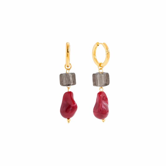 Resin Stones Pendant Huggie Earrings