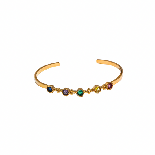 Colorful Round Zirconias Cuff Bracelet