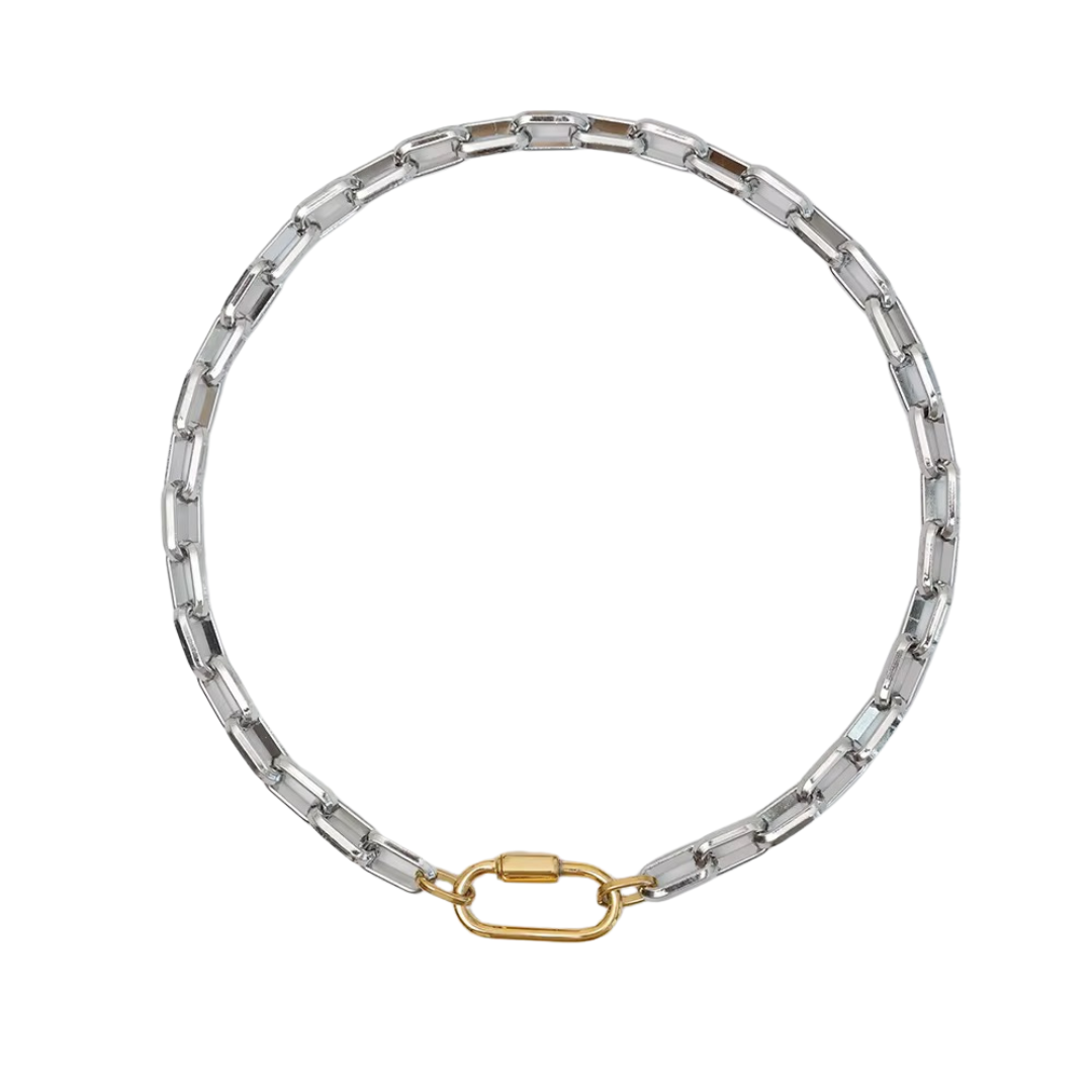 Two Tone Carabiner Chain Necklace
