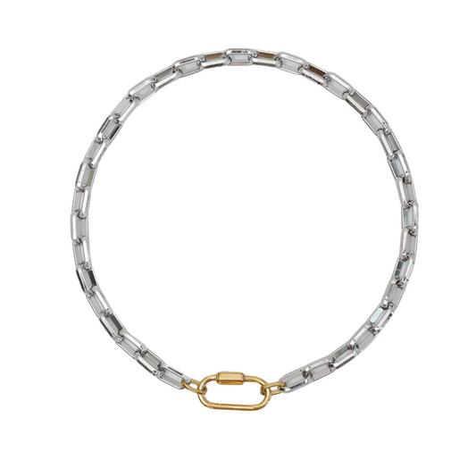 Two Tone Carabiner Chain Necklace