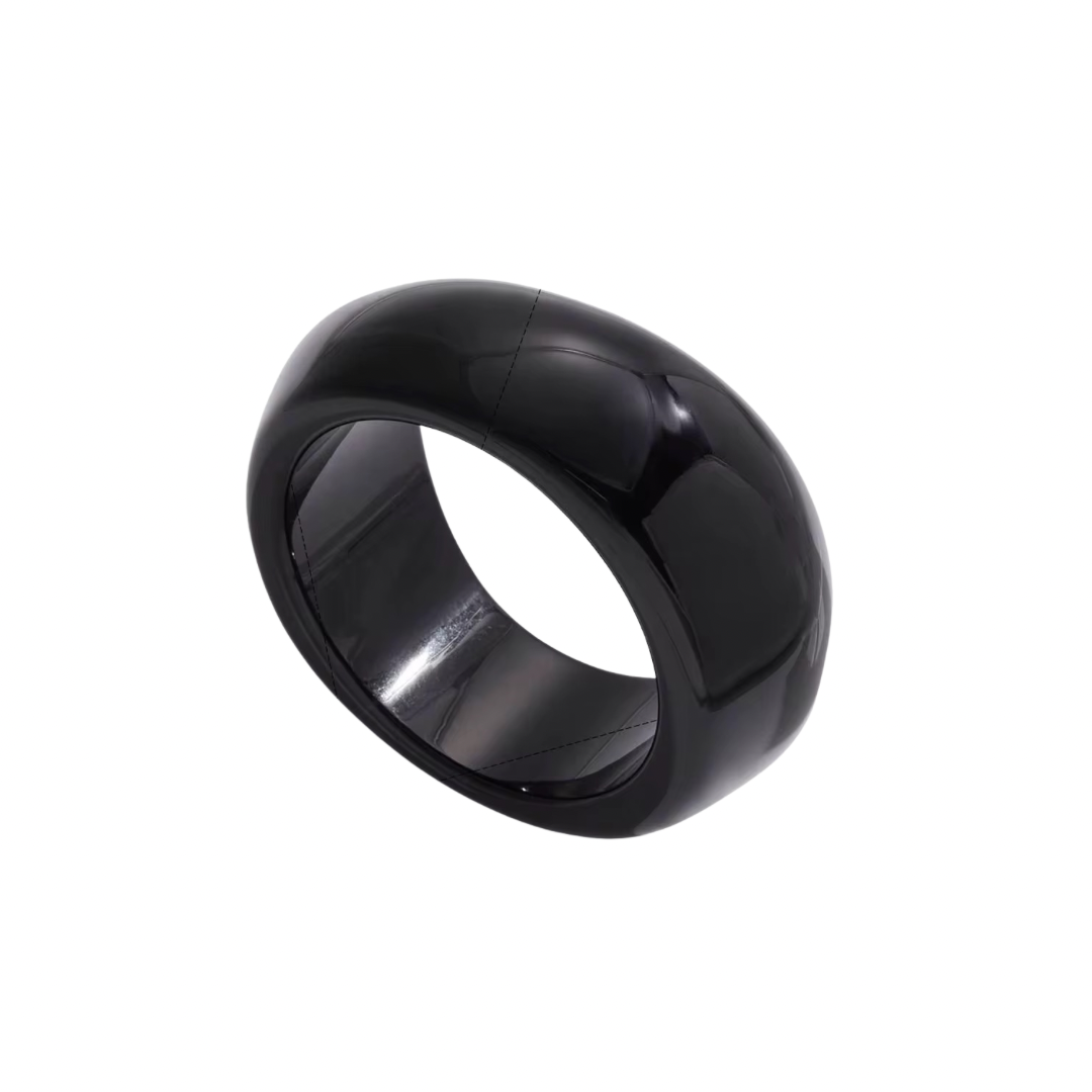 Resin Black Wide Bangle Bracelet