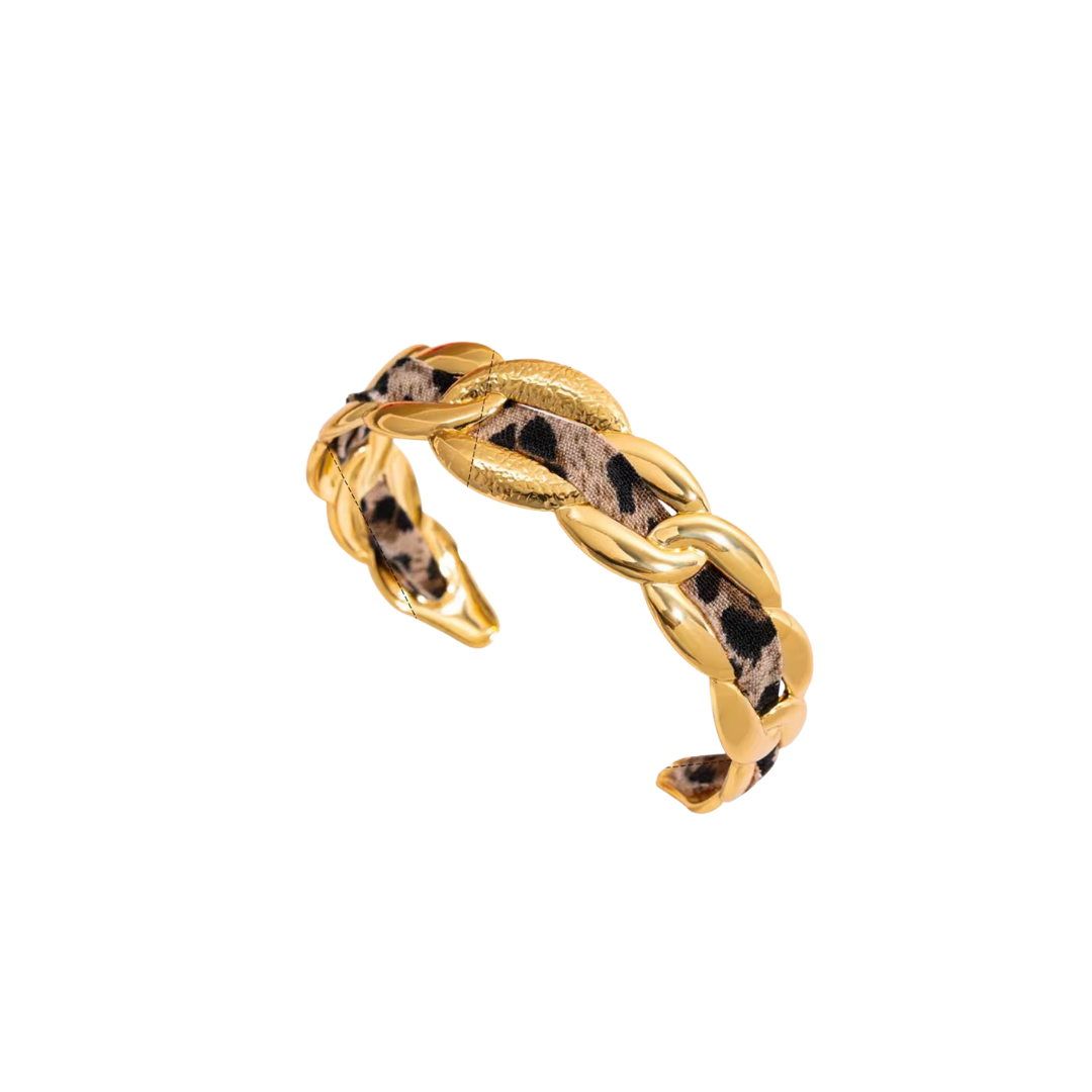 Animal Print Braid Cuff Bracelet