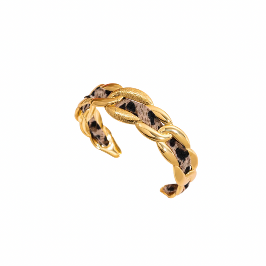 Animal Print Braid Cuff Bracelet