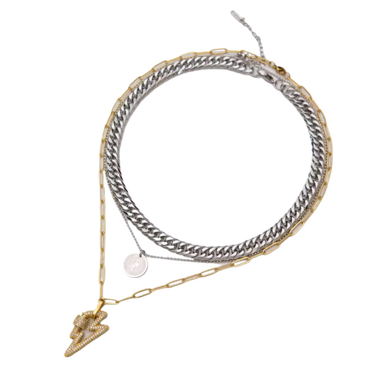 Two Tone Chunky Necklace Set