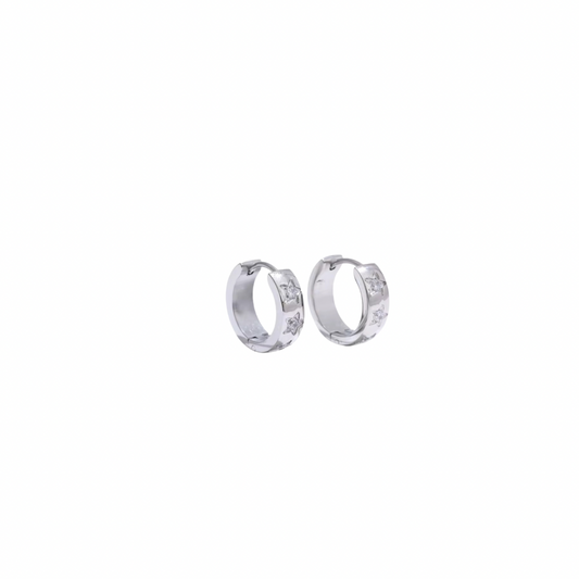 Silver Star Zirconias Small Hoop Earrings