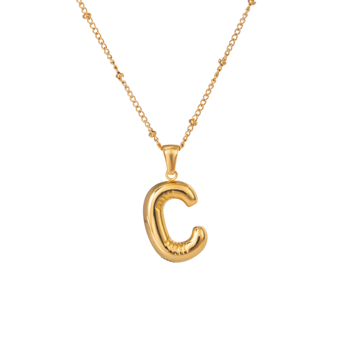 SS Chunky Bubble Initial Necklace