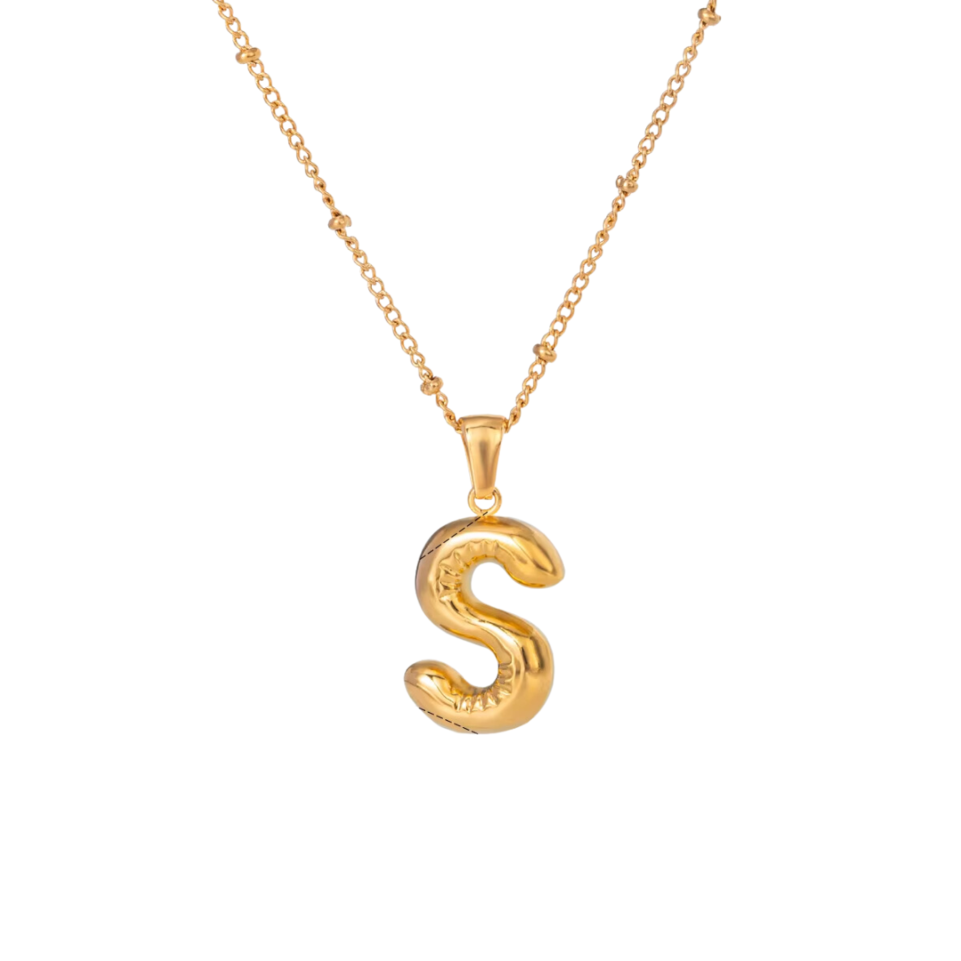 SS Chunky Bubble Initial Necklace