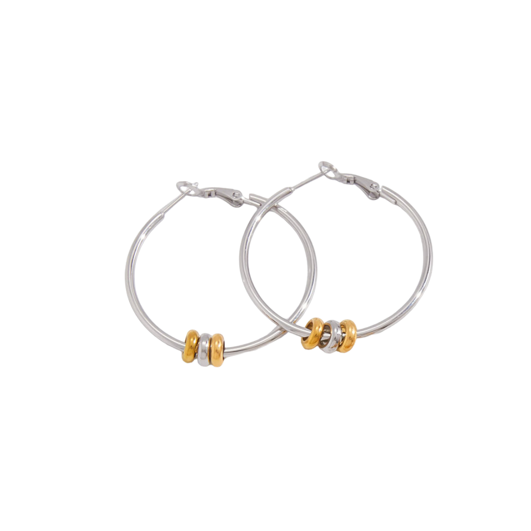Two Tone Hoops Earrings