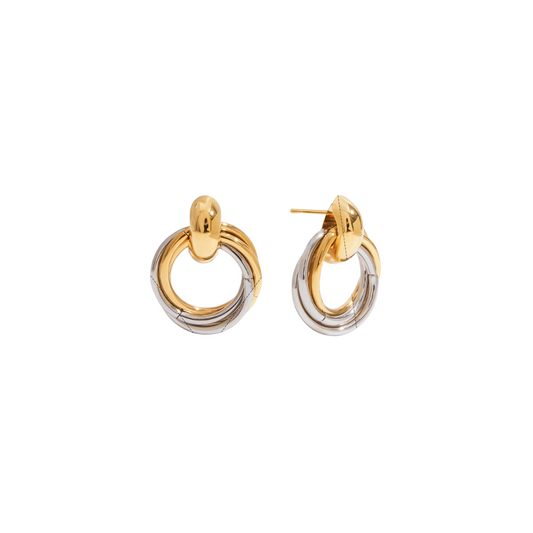 Two Tone Circular Shape Stud Earrings