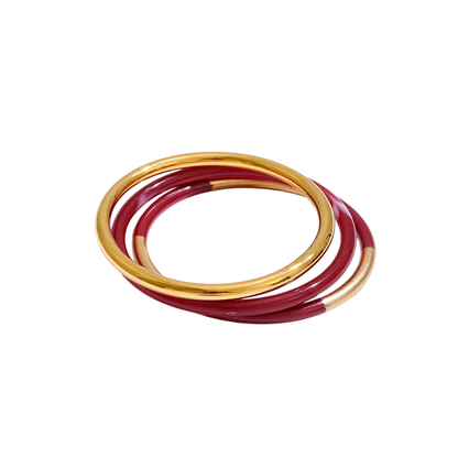 Red Resin Bangle Bracelet Set