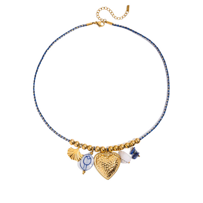 Denim Blue Charms Necklace