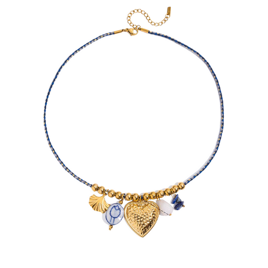 Denim Blue Charms Necklace