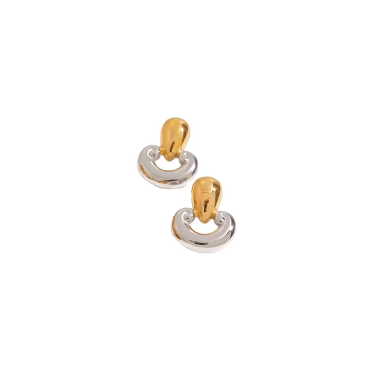 Two Tone Chunky Hollow Studs Earrings