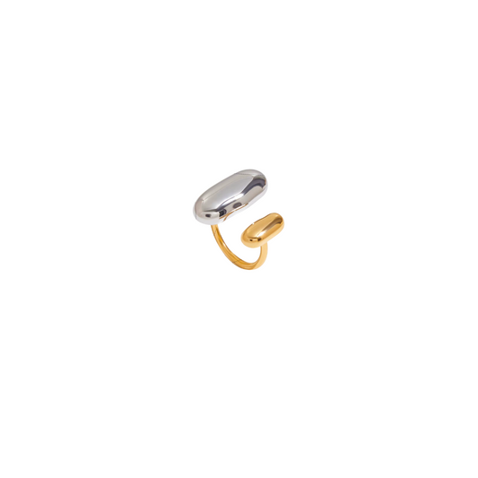 Two Tone Chunky Ovals Open Ring