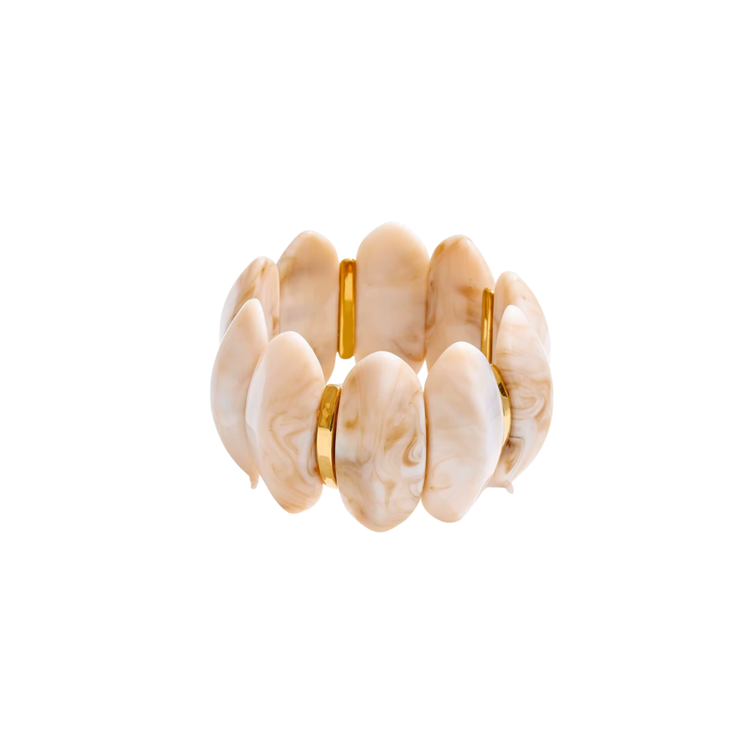 Trendy Cream Resin Chunky Elastic Bracelet