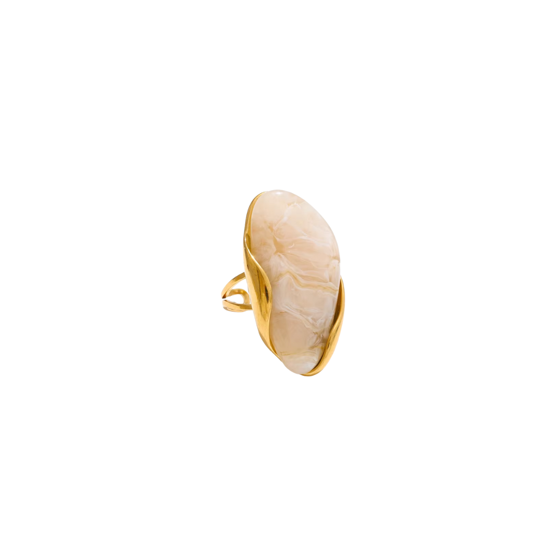 Cream Resin Chunky Stone Ring