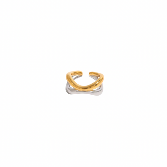 Two Tone Geometric Layer Ring
