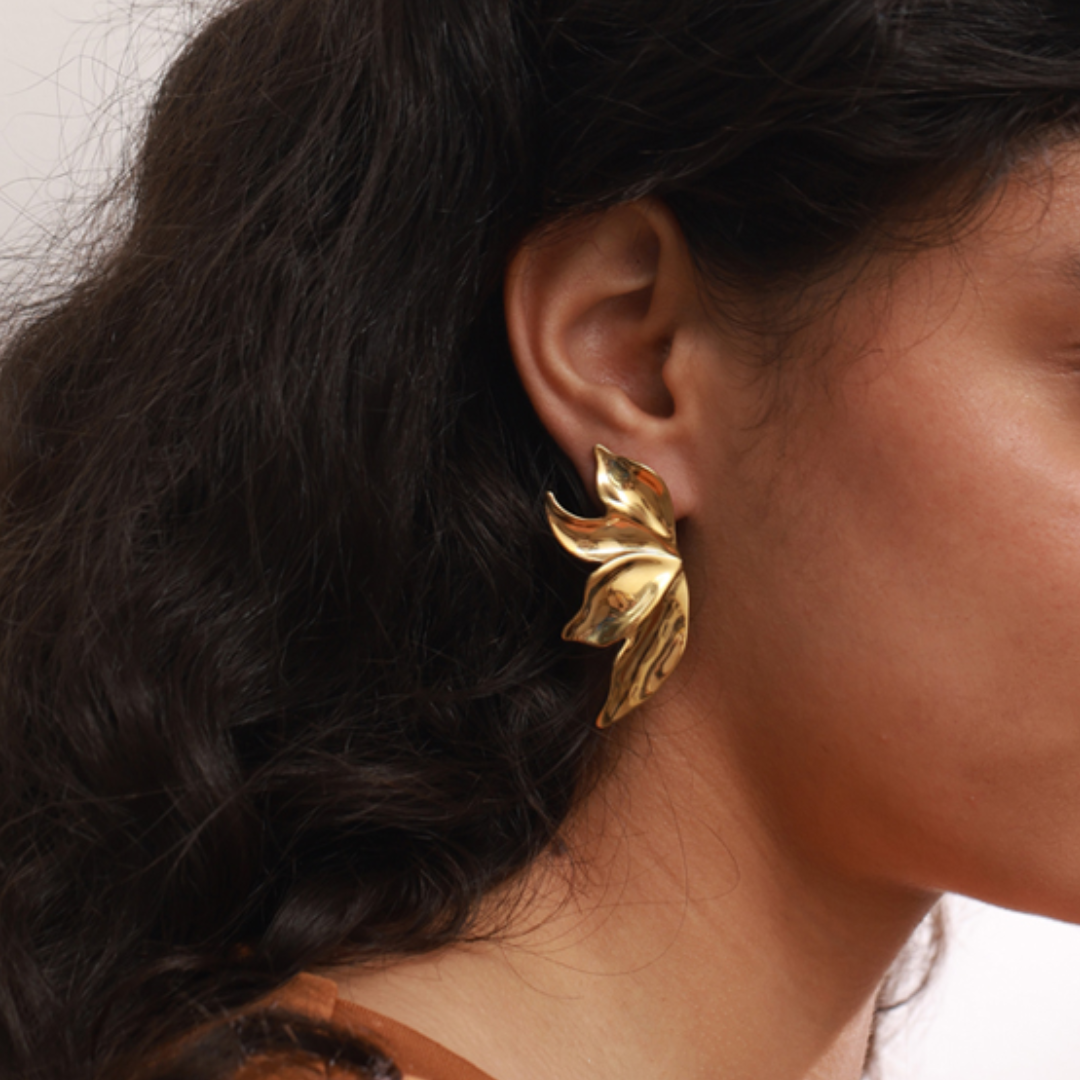 Flower Petals Big Statement Stud Earrings